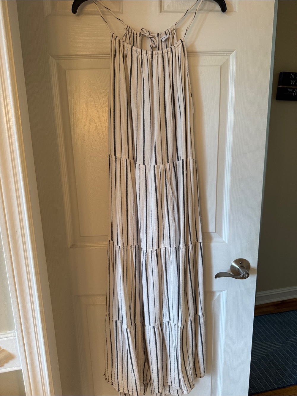 Old Navy Cream and Black Striped Maxi Sun Dress
